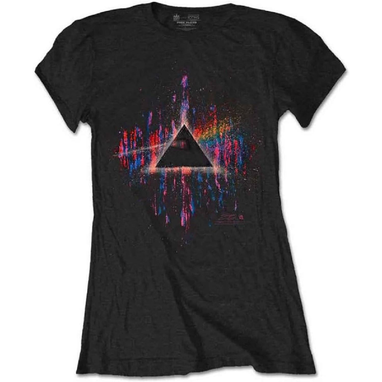 Pink Floyd Dark Side of The Moon Pink Splatter Junior Fit T Shirt S