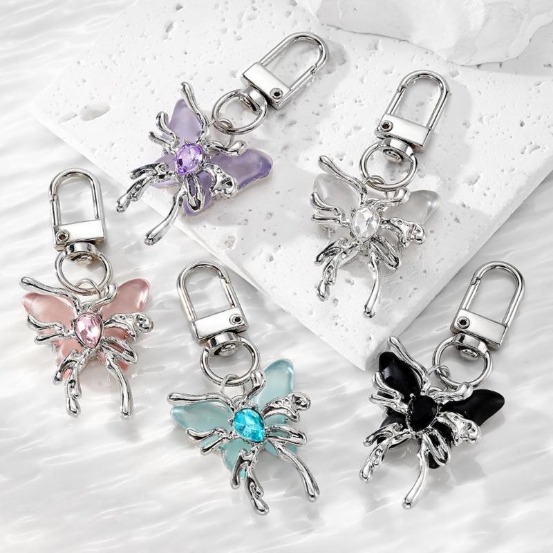Resin Butterfly Key Holder Delicate Keychain Stylish and Portable Keyring Fashion Ornament Unique Bag Charm for Women