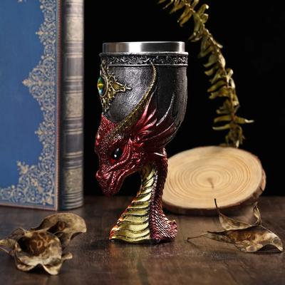 Chalice Dragon Drinking Cup Gothic 3D Dragon Goblet Wine Glass Stainless Steel Liner Beer Mug Personalized Gift for Halloween