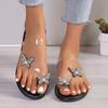 Women Slippers Rhinestone Pinch Toe Flat Casual Shoes Women Beach Casual Sandals Flip Flops Flats Slippers Slides Women