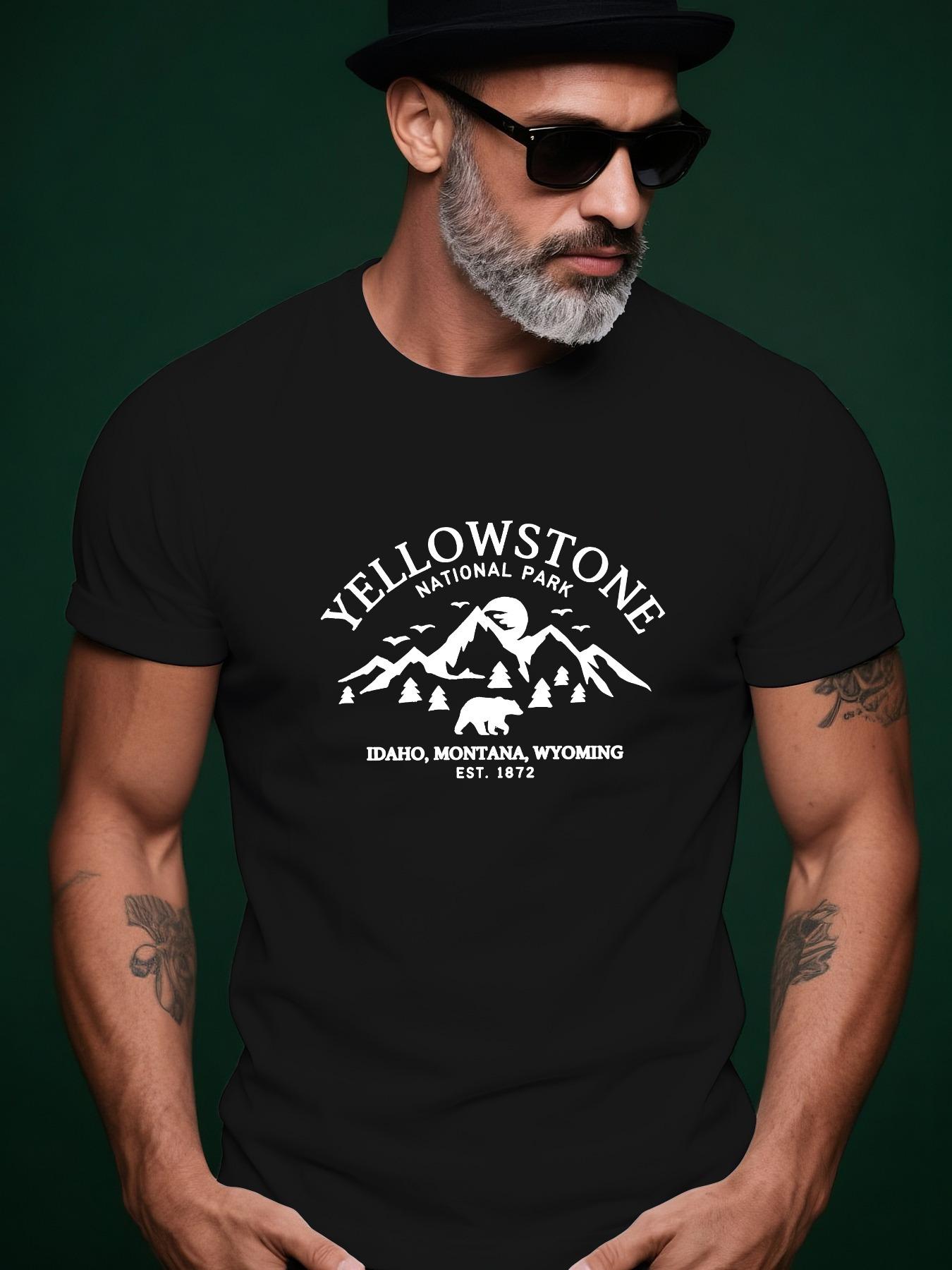 Yellowstone National Park Graphic Tshirt - Light Blue Cas... XXXL