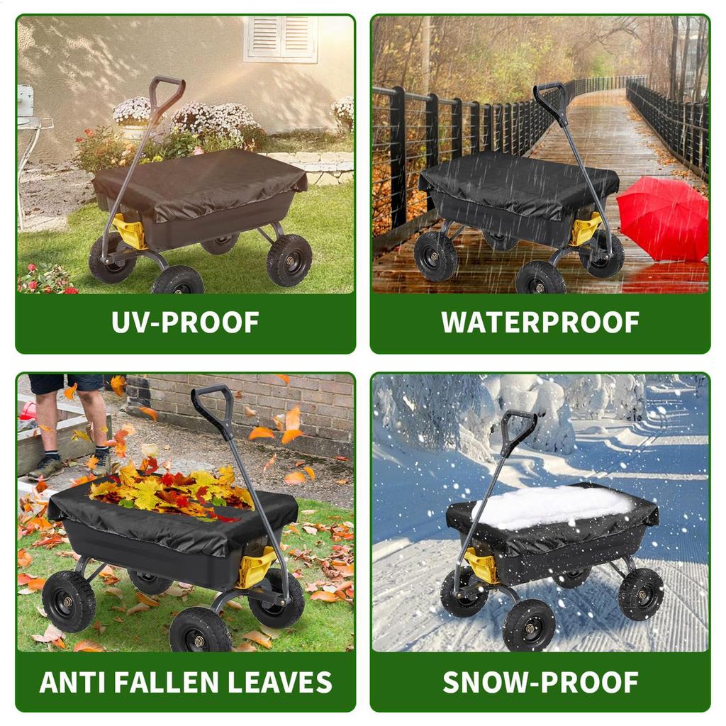Foldable Garden Cart Cover Anti-UV Waterproof Grocery Cart Dust Cover Storage for Trolley Shopping Farm Camping Barn Outdoor