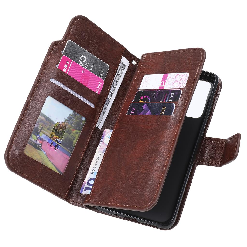 Retro 9 Card Holder Wallet Flip Leather Case for Samsung S23 S22 S21 S20 Ultra Plus S21 S20FE Note20Ultra A14 A54 A53 /iPhone 15 14 13 12Pro Max XSMAX