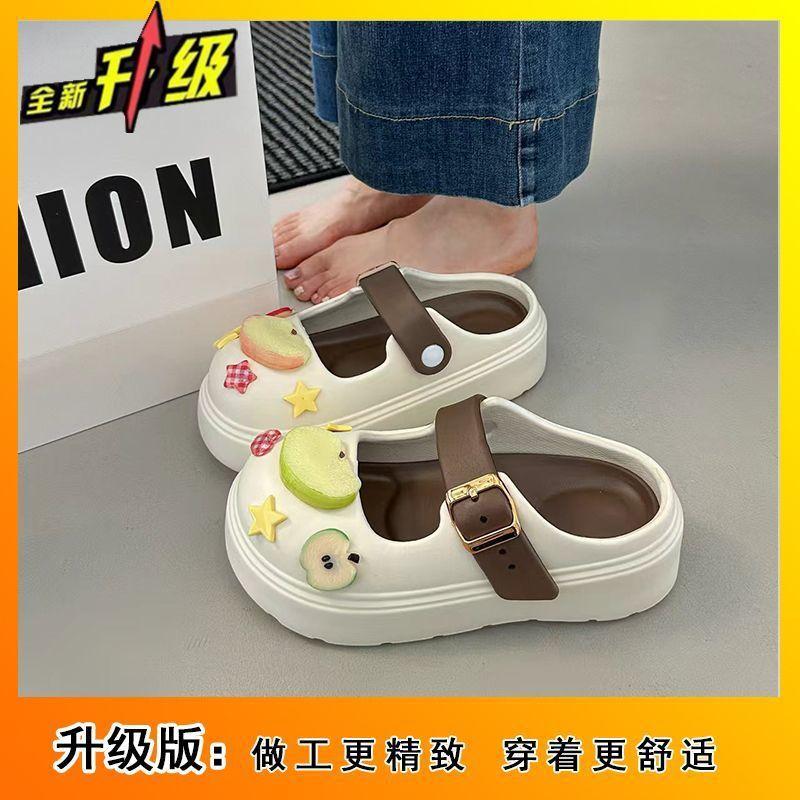 Women's beach cool slippers women's summer wear 2025 new non-slip hole super fire cute bag head slippers