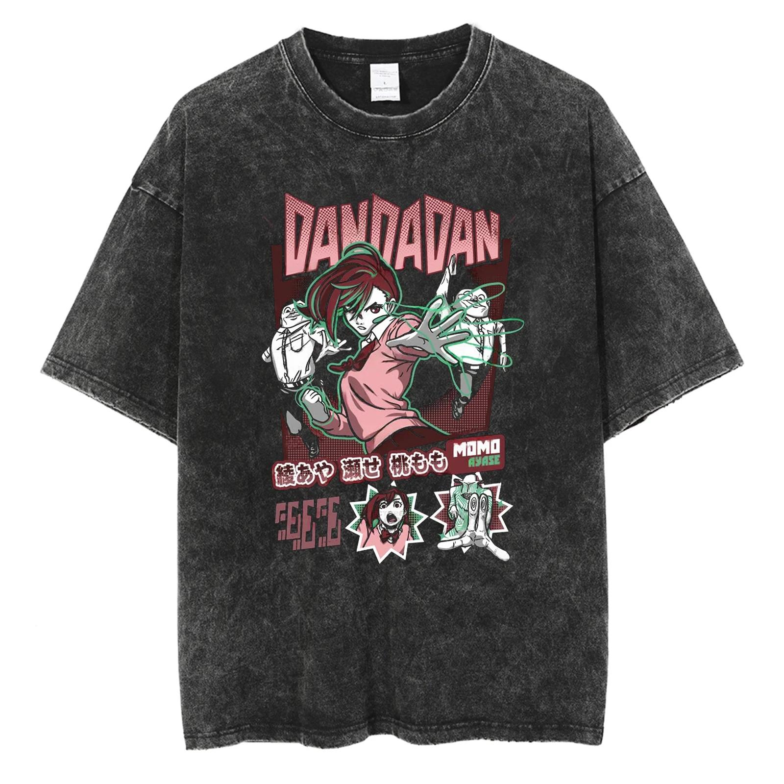 

hot New Funny Anime DANDADAN Graphic Print TShirt Unisex Women Vintage Washed Oversize Harajuku Fashion Top Cotton Solf Summer Tee S