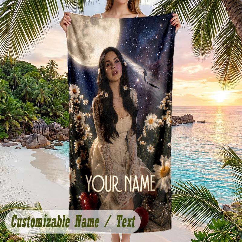 Lana Del Rey Strandtuch, Personalisierter Benutzerdefinierter Name Text, Schnelltrocknendes Großes Saugfähiges Handtuch Für Strand Pool