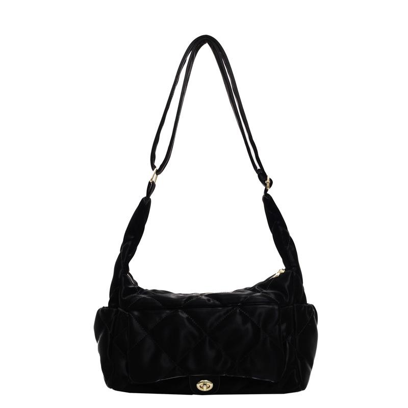 

Autumn and winter niche fashion messenger bag women s new fashion shoulder bag casual diamond underarm bag чёрный