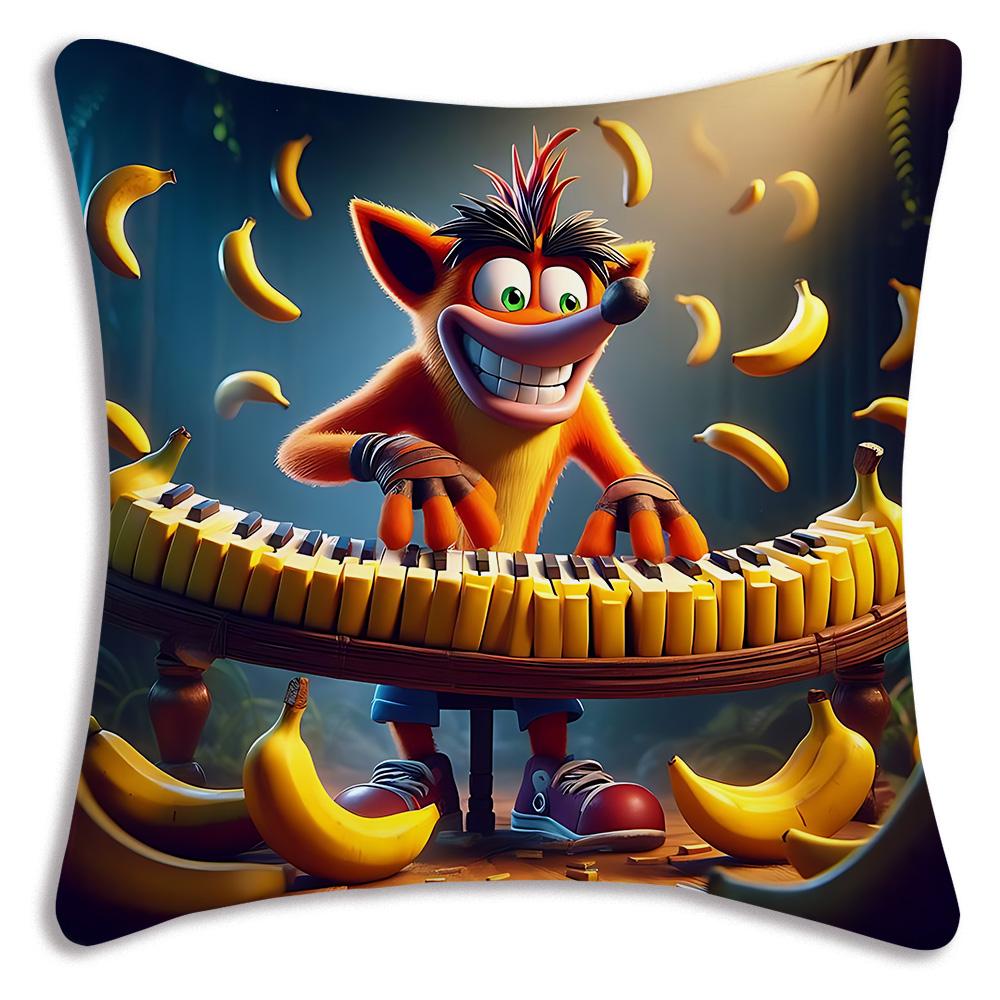 Cartoon Crashs B-Bandicoots Pillow Covers Cartoon Sofa Decorative Home Double-sided Printing Short Plush Cute Cushion Cover