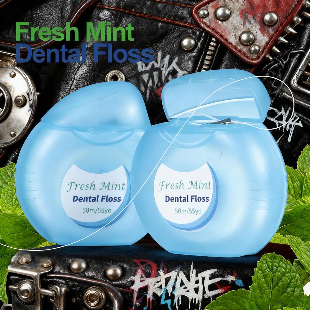

Набор зубной нити со вкусом мяты, 2 штуки по 50 м/катушка - Очищает межзубные промежутки, освежает дыхание, незаменима после еды