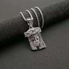 Hip Hop Iced Out Gold Silver Color Masked Jesus Face Pendant Necklace Jesus with Rhinestone Jewelry