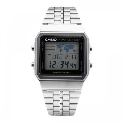 A500wa 1df  A500wa 1  Digital Square Vintage Retro World Time Universal Metal Watch