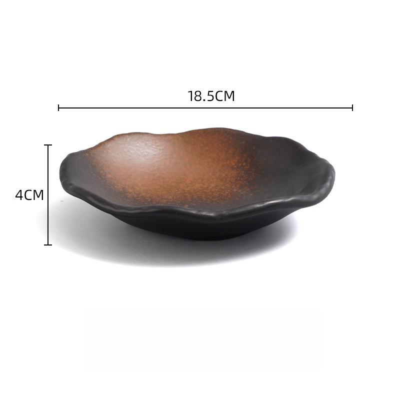 1pcs Japanese Tableware Ceramic Antique Coarse Pottery Plate Snack Sashimi Shaped Plate Creative Sushi Plate Kitchenware