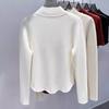 One Piece Velvet Sweater Women's Inner Layer Plus Thick Velvet Casual Knit Sweater,solid Color Semi High Neck Pullover