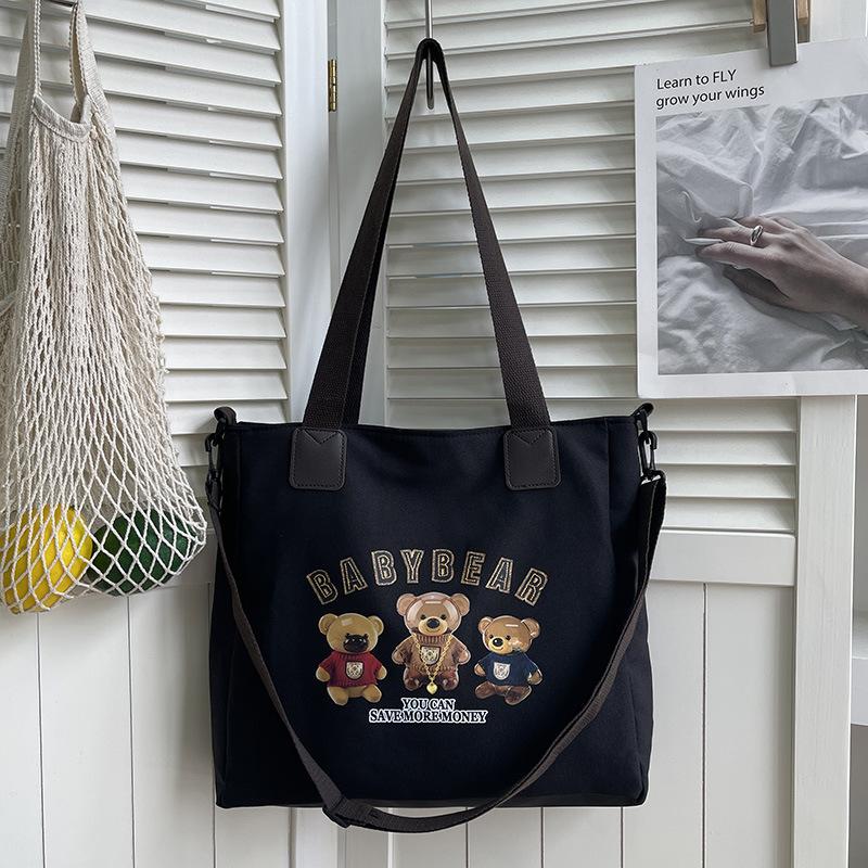 Simple canvas large-capacity bag women's summer new shoulder fashion letter tote bag messenger bag bag