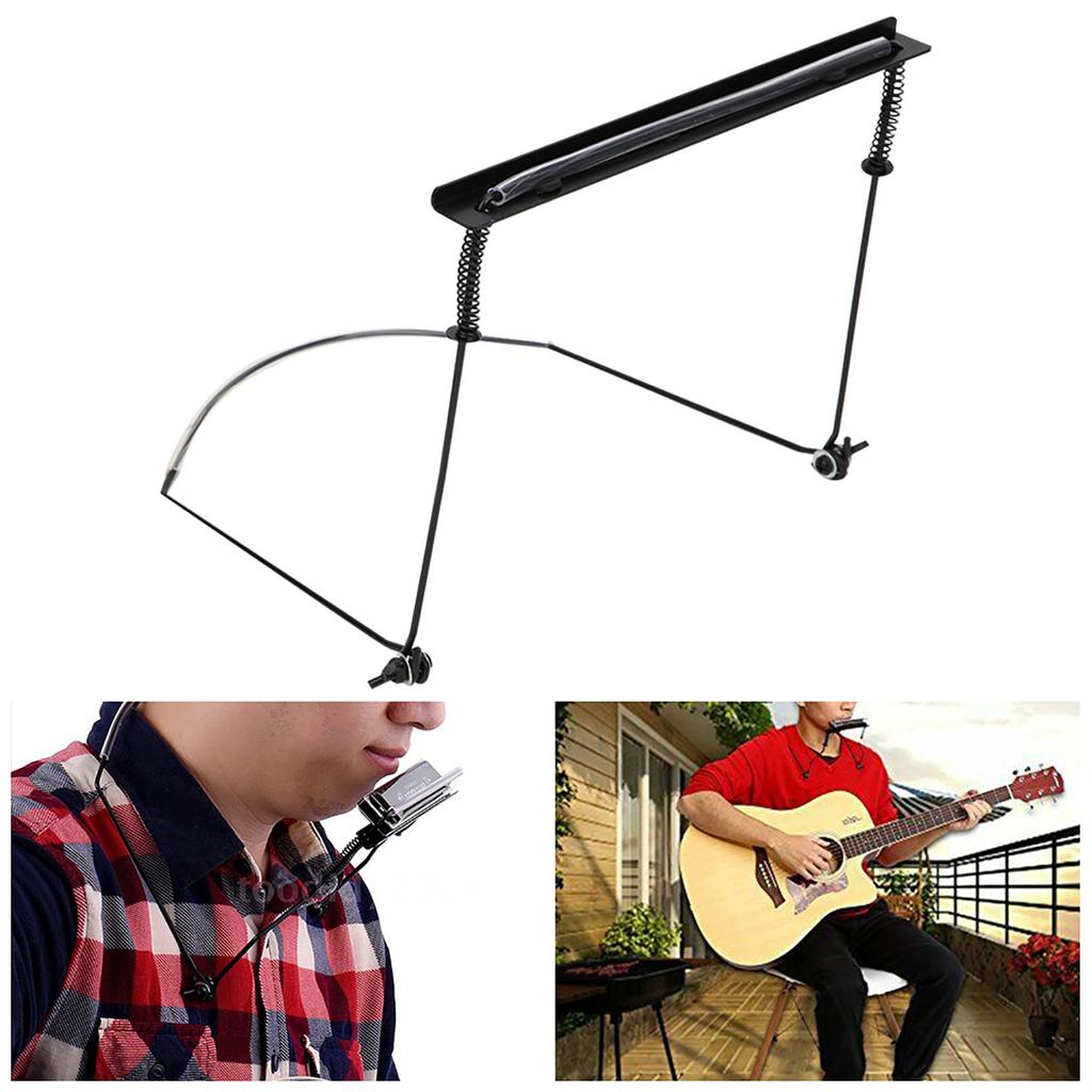 24‑Hole Harmonica Stand Adjustable Neck Bracket Musical Wind Instrument AccessoriesBlack