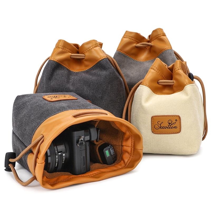Ergonomic DSLR Camera Drawstring Bag Breathable Padding Multiple Small Compartments For Secure Carrying
