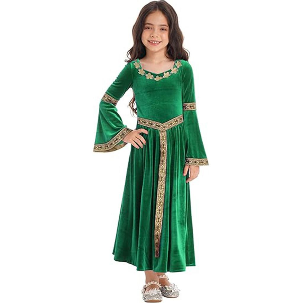 Kindermode Rundhals Langarm Prinzessinnenärmel Kleid