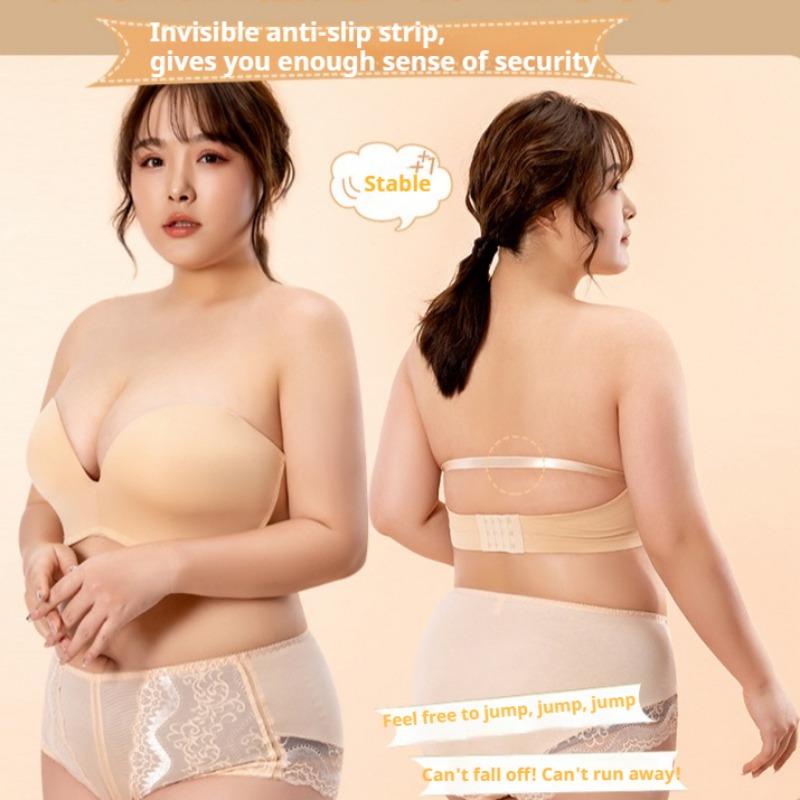 Stroppeløs Plus Size Push-up BH D-cup Sexy Tube Top Usynlig BH