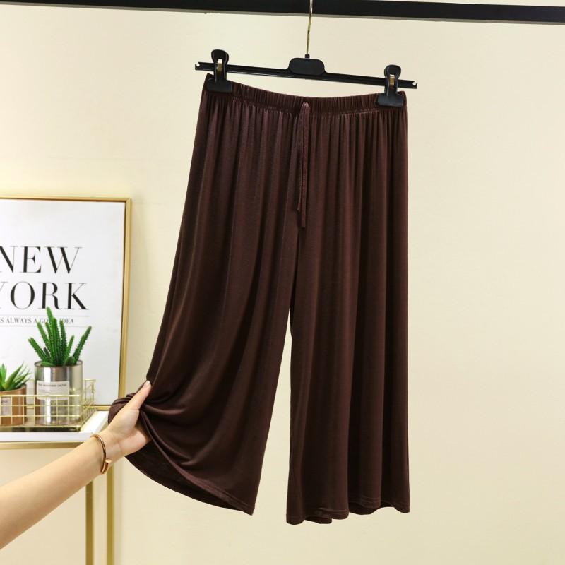 Women's Plus Size 6XL Modal Pant Calf-length Summer Wide Leg Pants Drawstring Short Pants Casual Homewear Pants