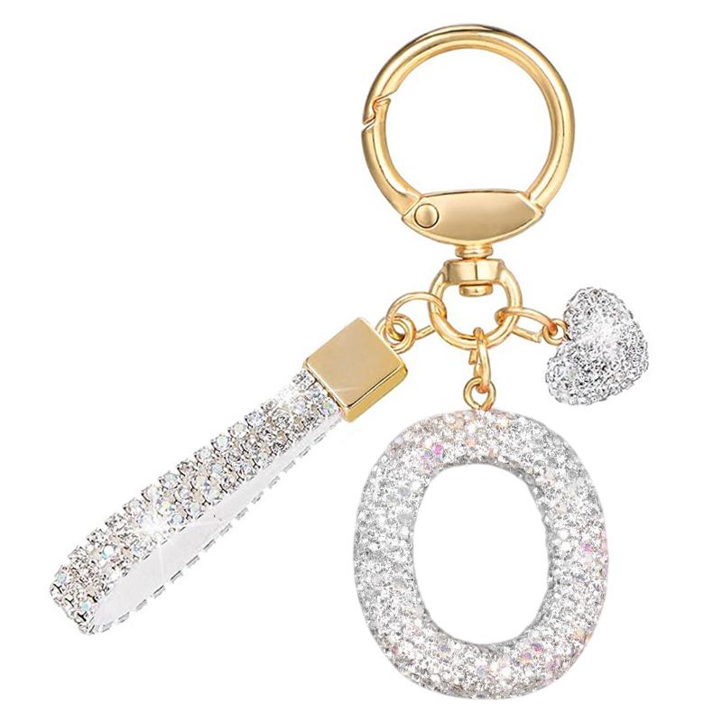 White Initial Keychain Shiny Cute A-Z Letter Key Chain Backpack Car Key Accessories Lanyard Couple Name Letter Pendant Gift