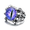 Unisex Retro Punk Dragon & Eagle Claw Ring with Openable Demon Eye