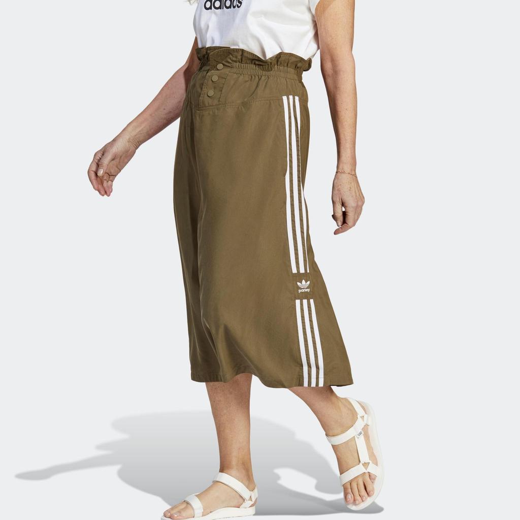 adidas Originals Logo Trifoglio Stampa Sport Gonna Casual Media Lunghezza Donna Gonna A Strati Verde Oliva IC5360