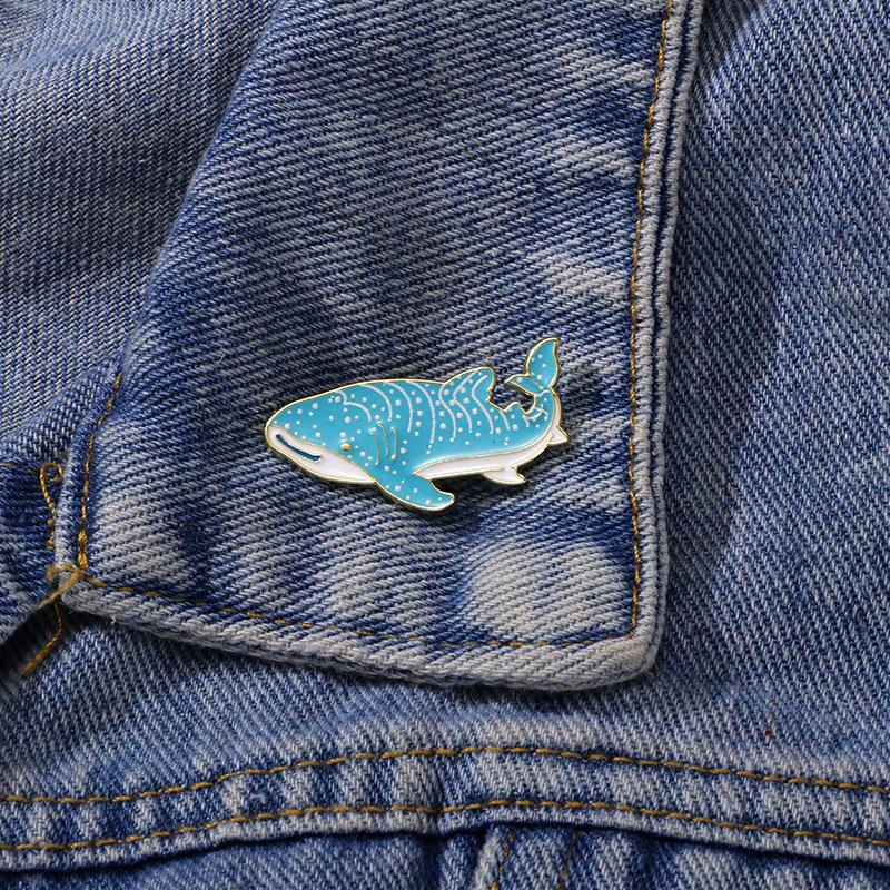 New Whale Shark Enamel Brooches Cute Marine Animal Collar Pins With Free Shipping
