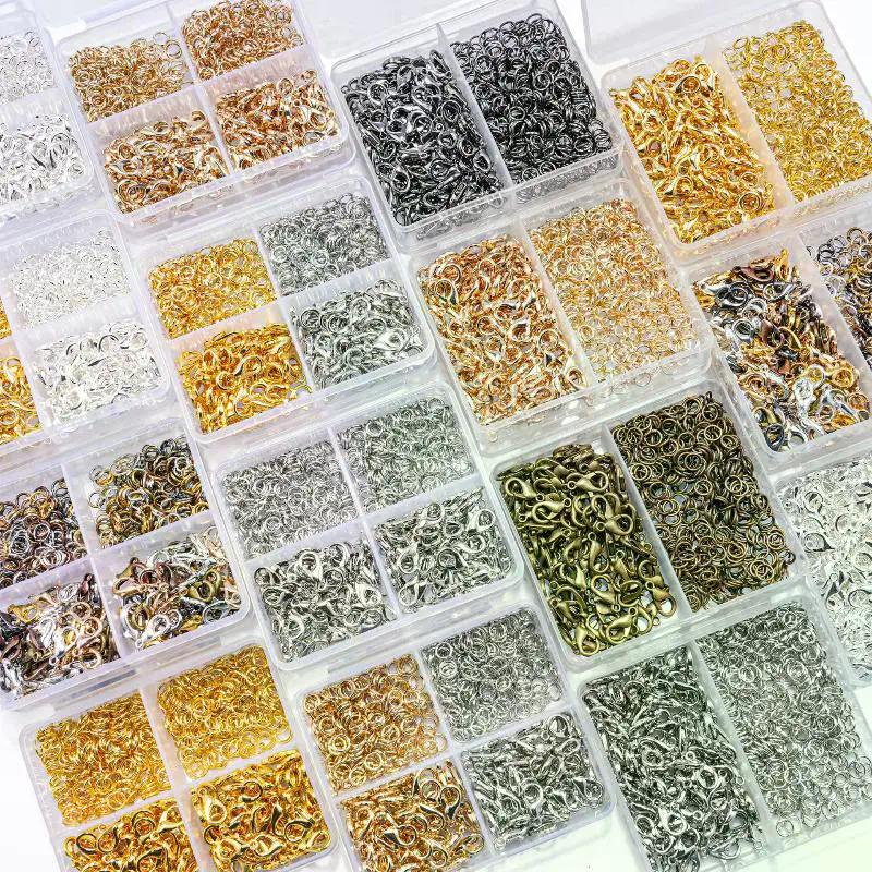 500Pcs Jewelry Making Kit Lobster Clasps & Jump Rings With Box For DIY Chain Necklace Bracelet Anklet Supplies Connectors