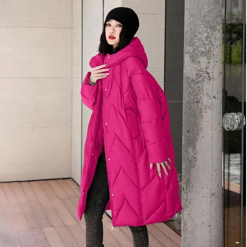 Chaqueta Acolchada de Algodón Gruesa Oversize para Mujer Invierno Nuevo Estilo Retro Chino Abrigo con Capucha Femenino Algodón Cálido Parka Abrigo