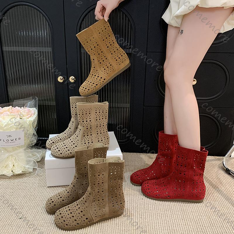 Fashion Comemore Women Summer Short Boots New Fashionable Square Head Hollow Out Woman's Shoes Flat Bottom Cool Sandals Boots for Women