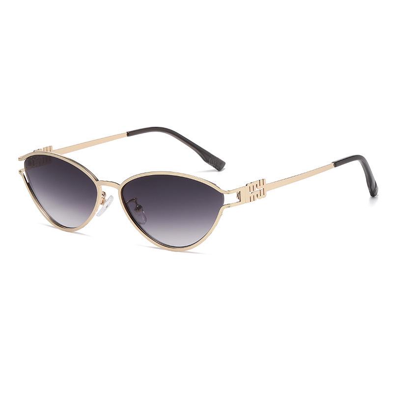 Stylish Metal Frame Cat Eye Sunglasses with Hollow Design  UV Protection