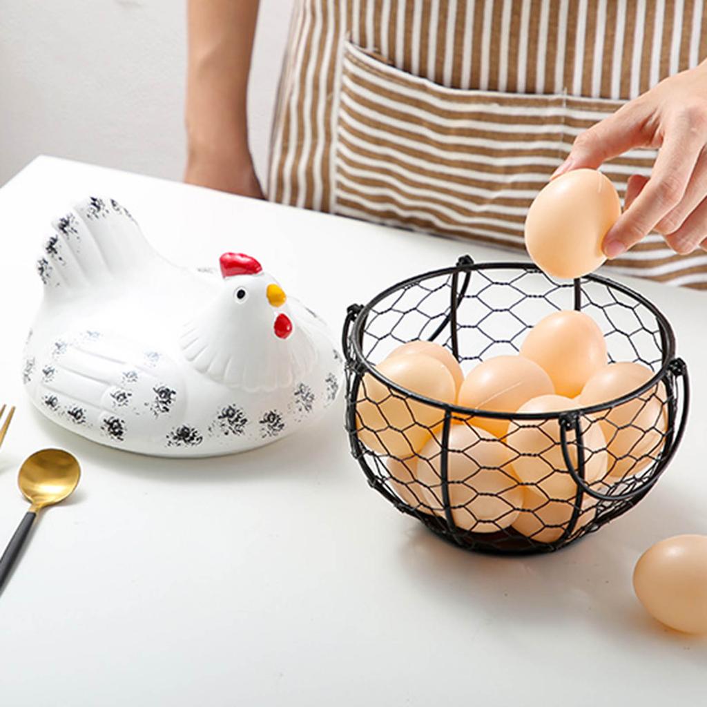 Ceramic for Fresh Egg Holders Countertop Farm Style Cute Perfect Housewarming Gift Multi-function Fine Workmanship Durab