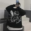 Trendy Couples' Korean-Style Angel Jacquard Knitted Sweater - Unisex Autumn/Winter Round Neck Top