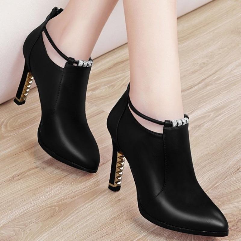 Autumn new Martin boots women's autumn pointed short boots women's high heels women's leather shoes autumn leather boots women's fashion boots women's