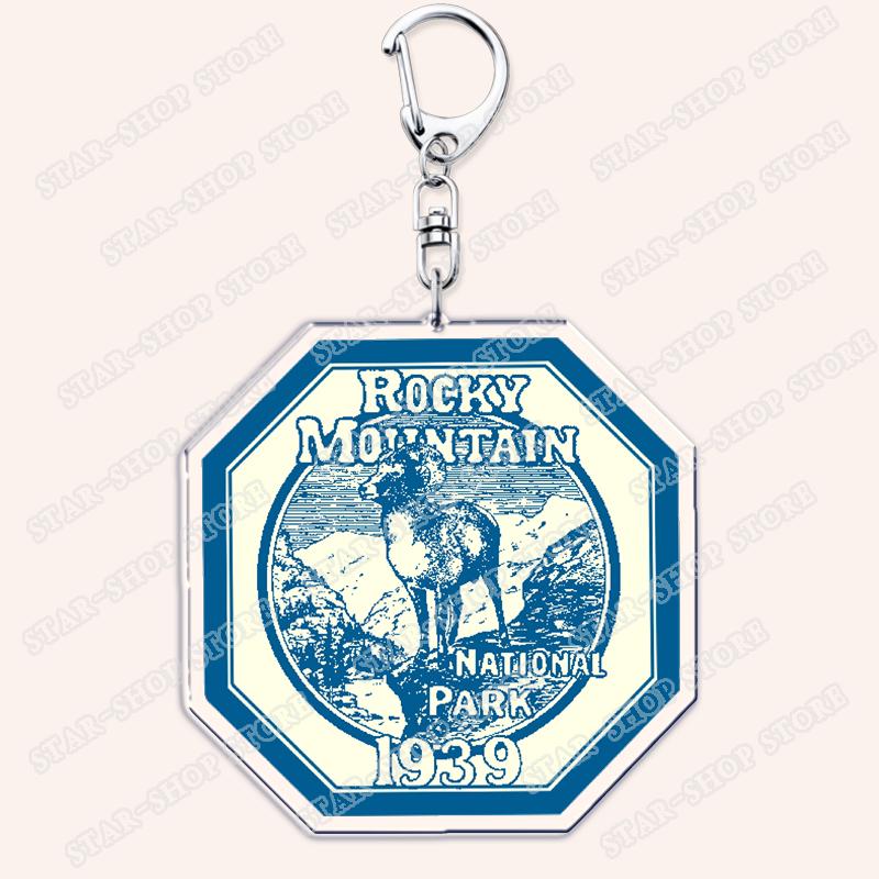 

America Colorado Keychain for Accessories Bag Key Chain Ring Rocky Mountain National Park Keyring Jewelry Fans Friends Gifts