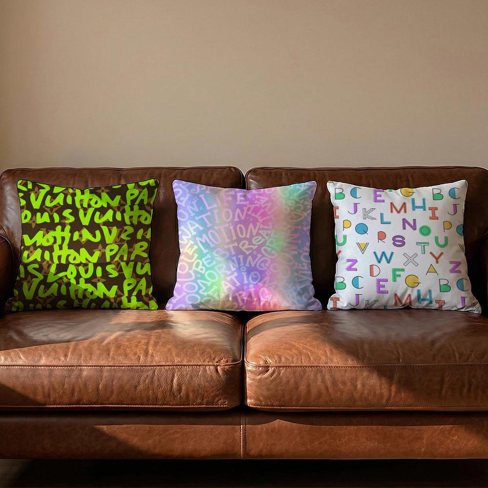 Simple English letters Cushion Cover Soft Reversible  Durable Pillow Cover  MultiScene Use for Home  Car Daily Comfort