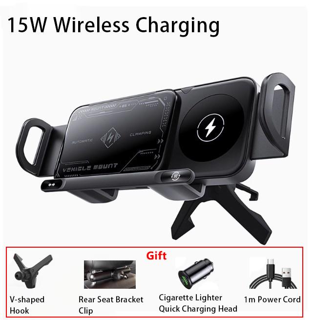 High Intelligent Car Wireless Charging Phone Holder 15W Folding Screen Car Phone Holder for Car Air Outlet Navigation Rear Rack