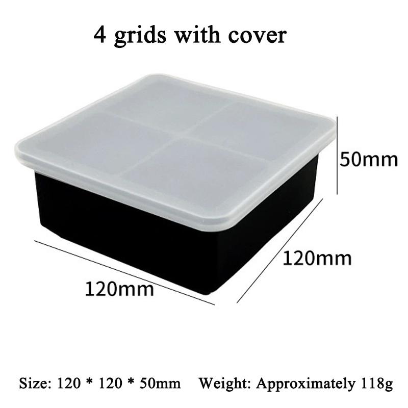 4/6/8/15 Grid Silicone Ice Cube Mold Big Square Ice Cube Tray Mold Ice Cube Maker Non-toxic Durable Bar Pub Wine Ice Block Maker