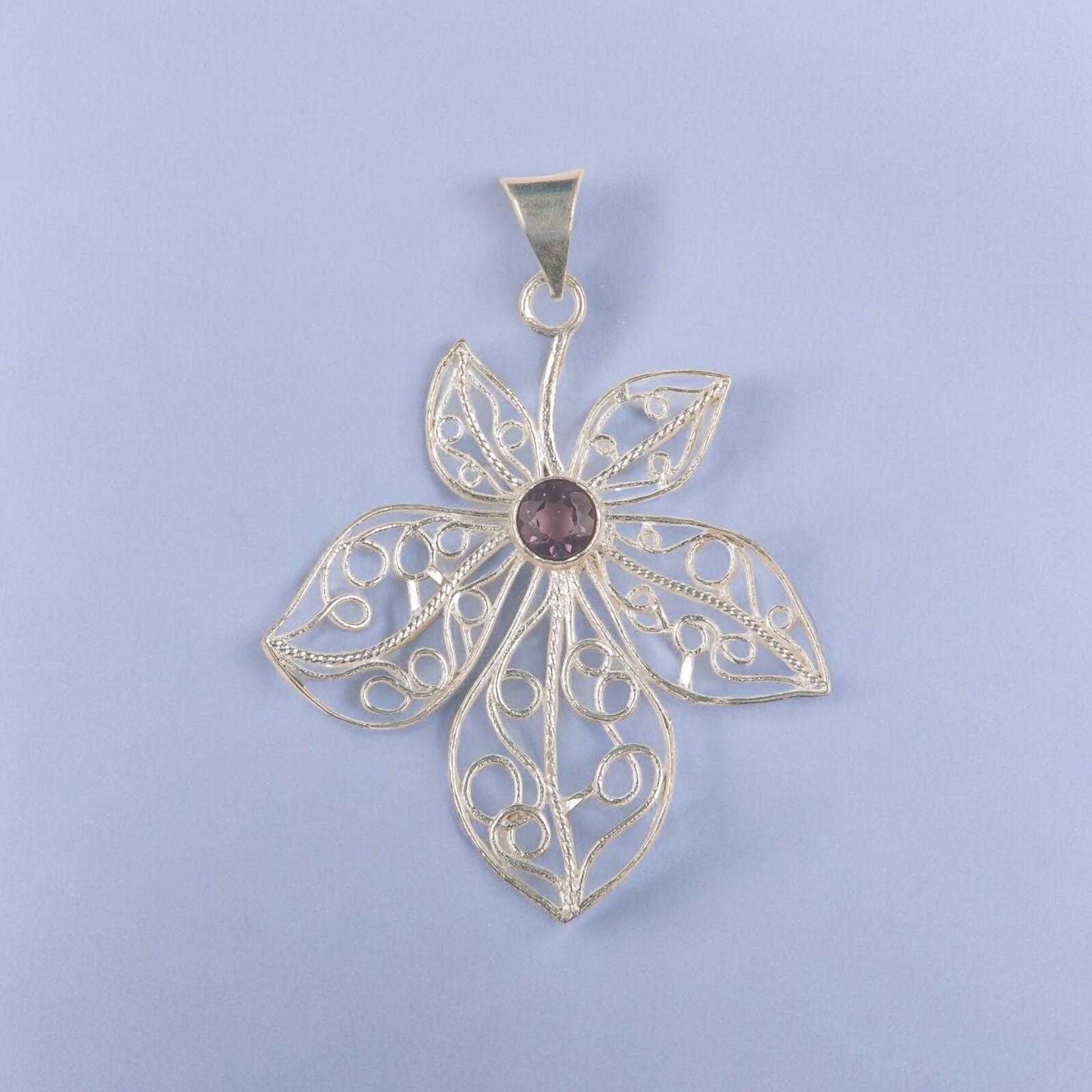 

Natural Amethyst Gemstone 925 Sterling Silver Jewelry Pendant 2.29 Necklace CP-19-5
