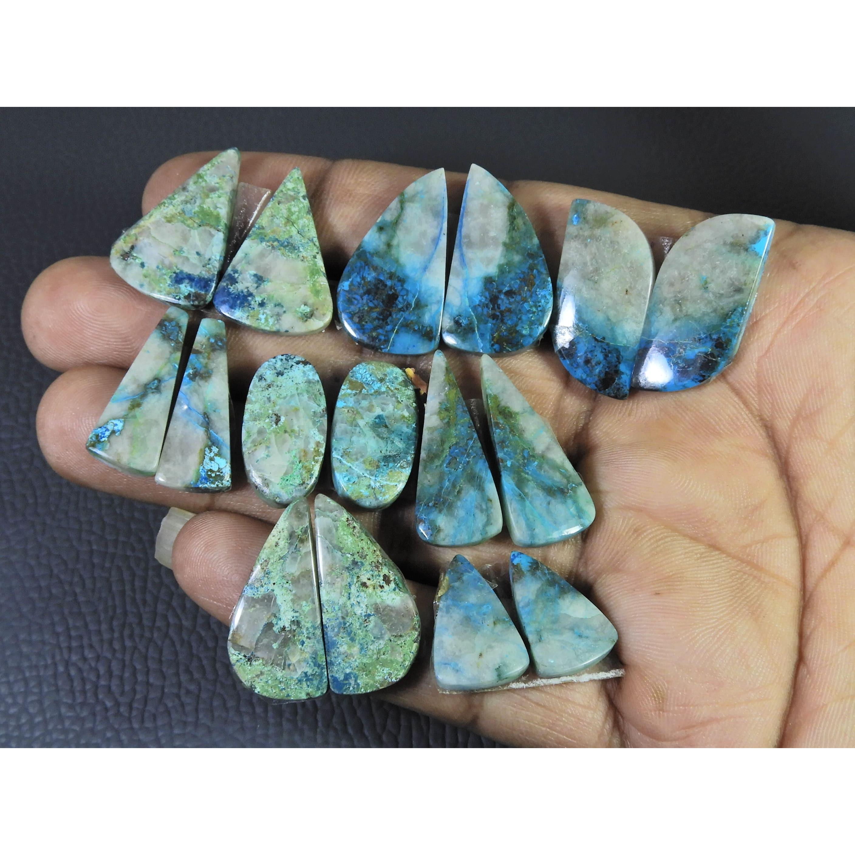 150Cts. Natural Shattuckite Matched Pair Mix Cabochon Gemstone 8Pair Lot C-1444