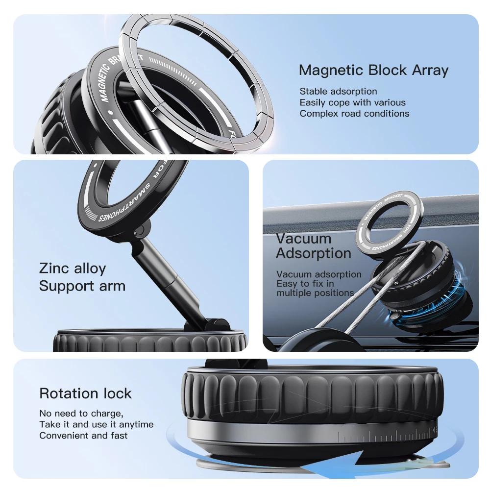 Vacuum Magnetic Car Phone Holder Magnet Mount Mobile Cell Phone Stand Gps Support 360 Degree Rotatable Suction Cup for Car