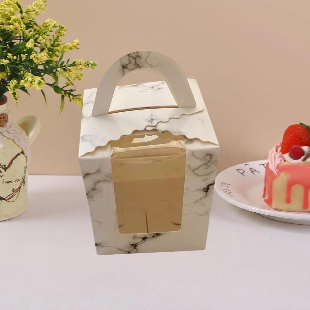 Pure White Handheld Cupcake Box with Insert and Window for Muffins and Pastries