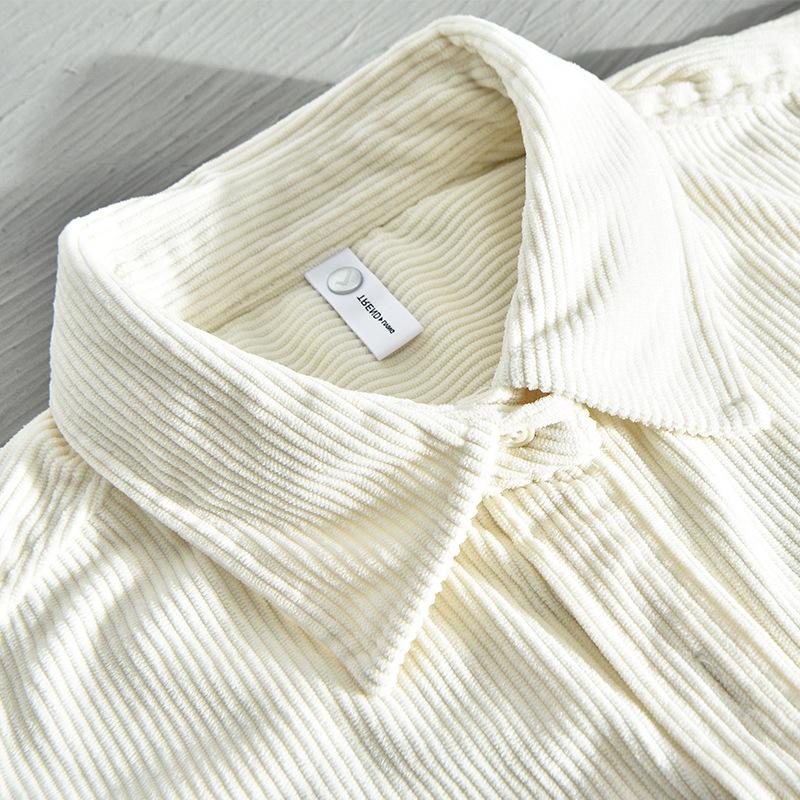 Spring New Style Striped Long-sleeved Shirt Double Pocket Loose Casual Corduroy Shirt Jacket
