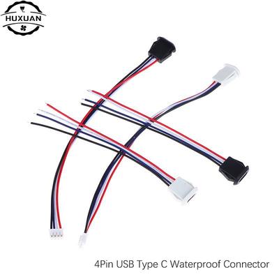 4 Pin USB-C Type Waterproof USB Connector Direct Compression Female Base Type-C Female Socket Charging Interface W/ Welding Wire