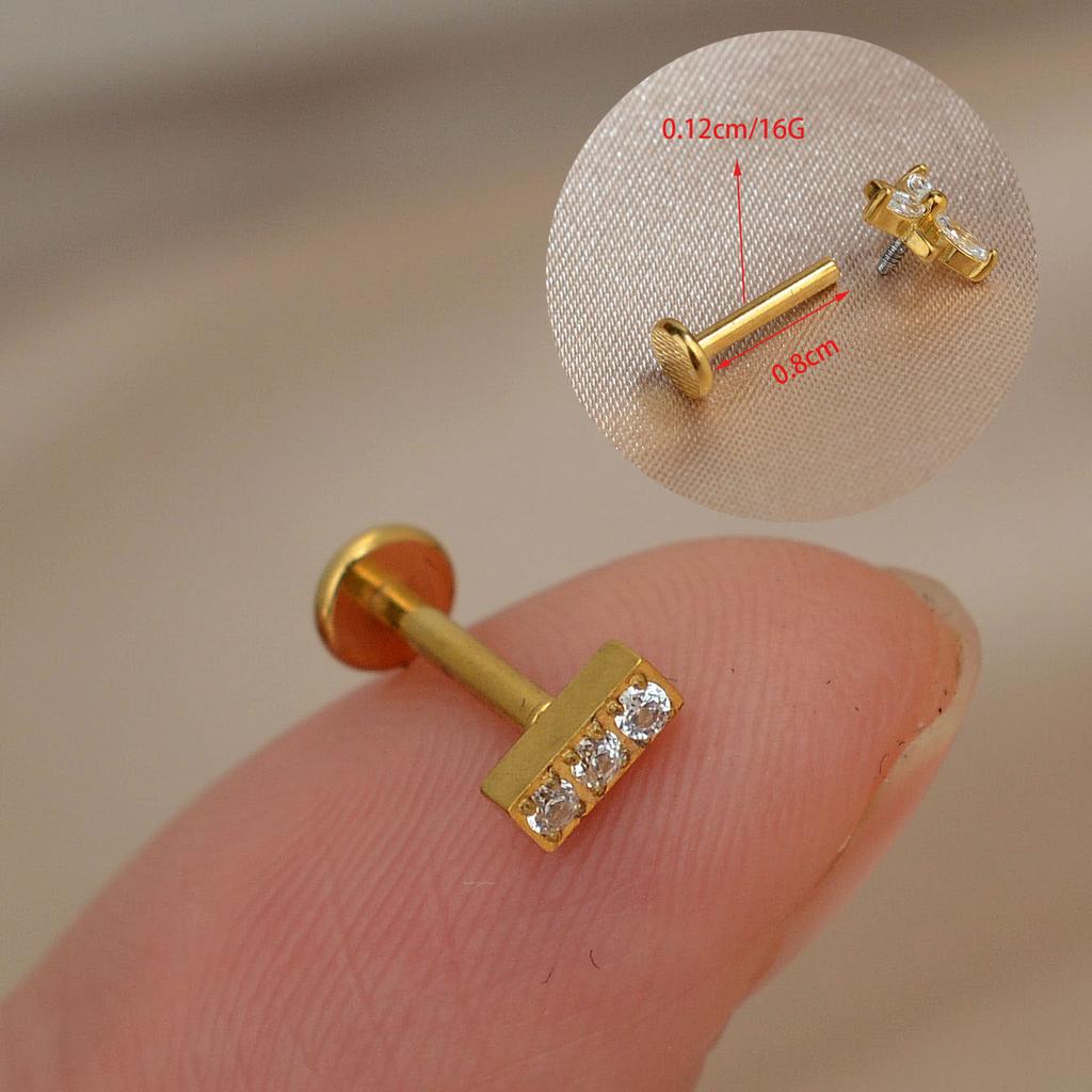 1PC Titanium Stainless Steel Earrings Tiny Butterfly Leaf Flat Rook Lobe Cartilage Snug Helix Couch Tragus Labre Piercing 16G