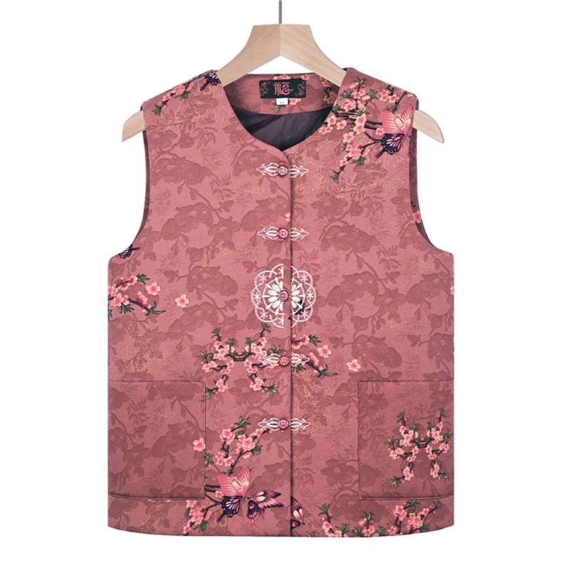 Elderly Women's Sleeveless Cardigan - Plus Size Grandma Vest for Spring/Autumn
