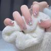 Whitening French Short Ice Translucent Sparkling Diamond  , Diamond Sparkling Diamond Wearable Nail  ,detachable Nail Plate  ,2ML