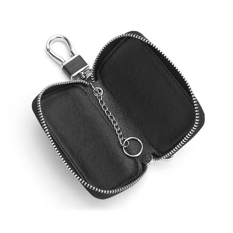 1Pcs Leather Emblem Car Key Case Keychain Zipper Key Case Bag For Porsche Cayenne Panamera Macan Boxster 911 Carrera-GT 944 918 917