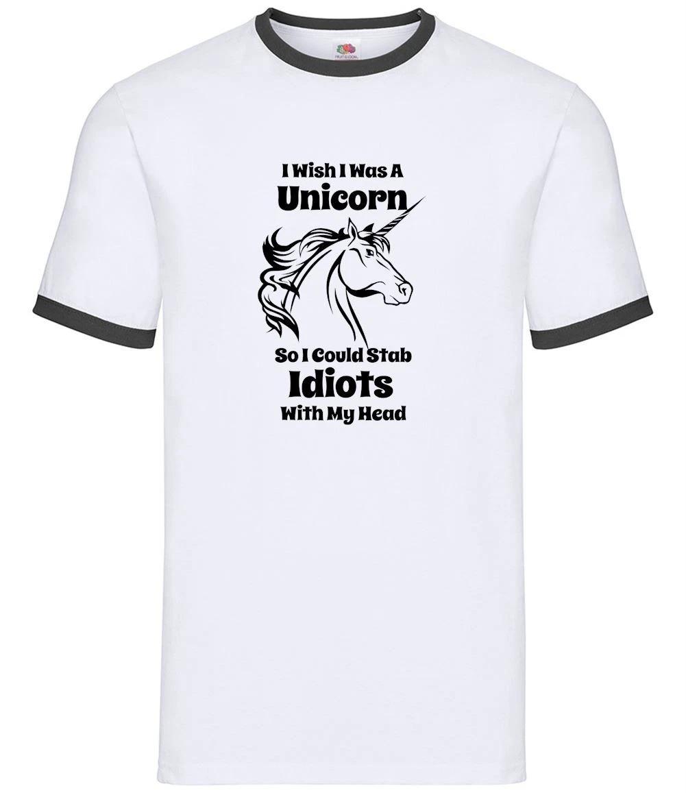 I Wish I Was A Unicorn Funny - Mens Ringer - Funny Joke Stab Fantasy XXXXL