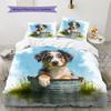 Australian Shepherd dog Pattern Bedding Home Decoration Birthday Gift (1 * duvet cover + 2 * pillowcase, without core)